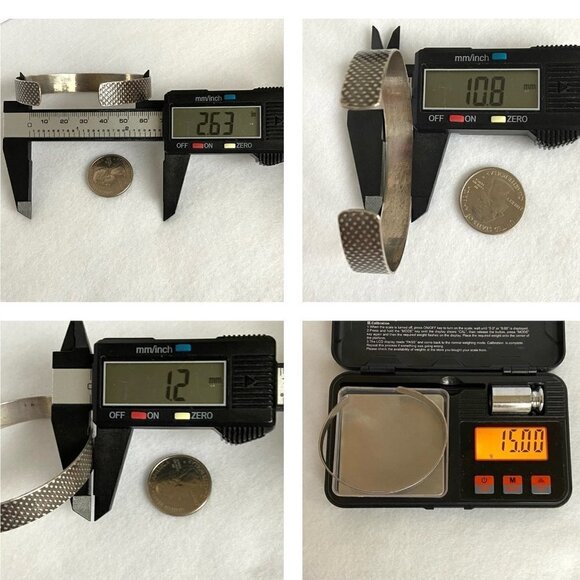 Oxidized Sterling Silver 925 Artisan A&M 10.5MM Textured Cuff Bracelet Sz 7.5" - Picture 10 of 16